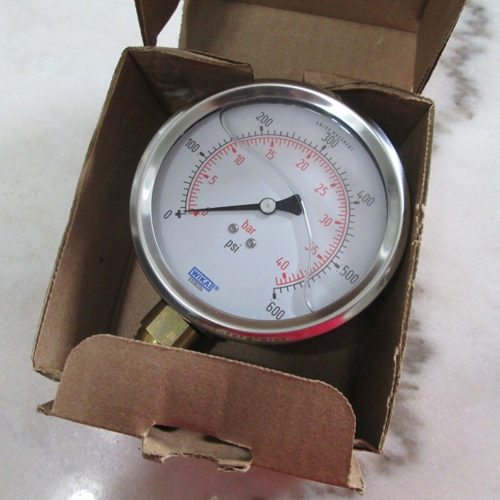 WIKA 9734389 Type: 213.53 4" Pressure Gauge 600 psi 1/2" NPT Stainless 2nd Scale